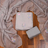 Organza Grey Unstitched Suit